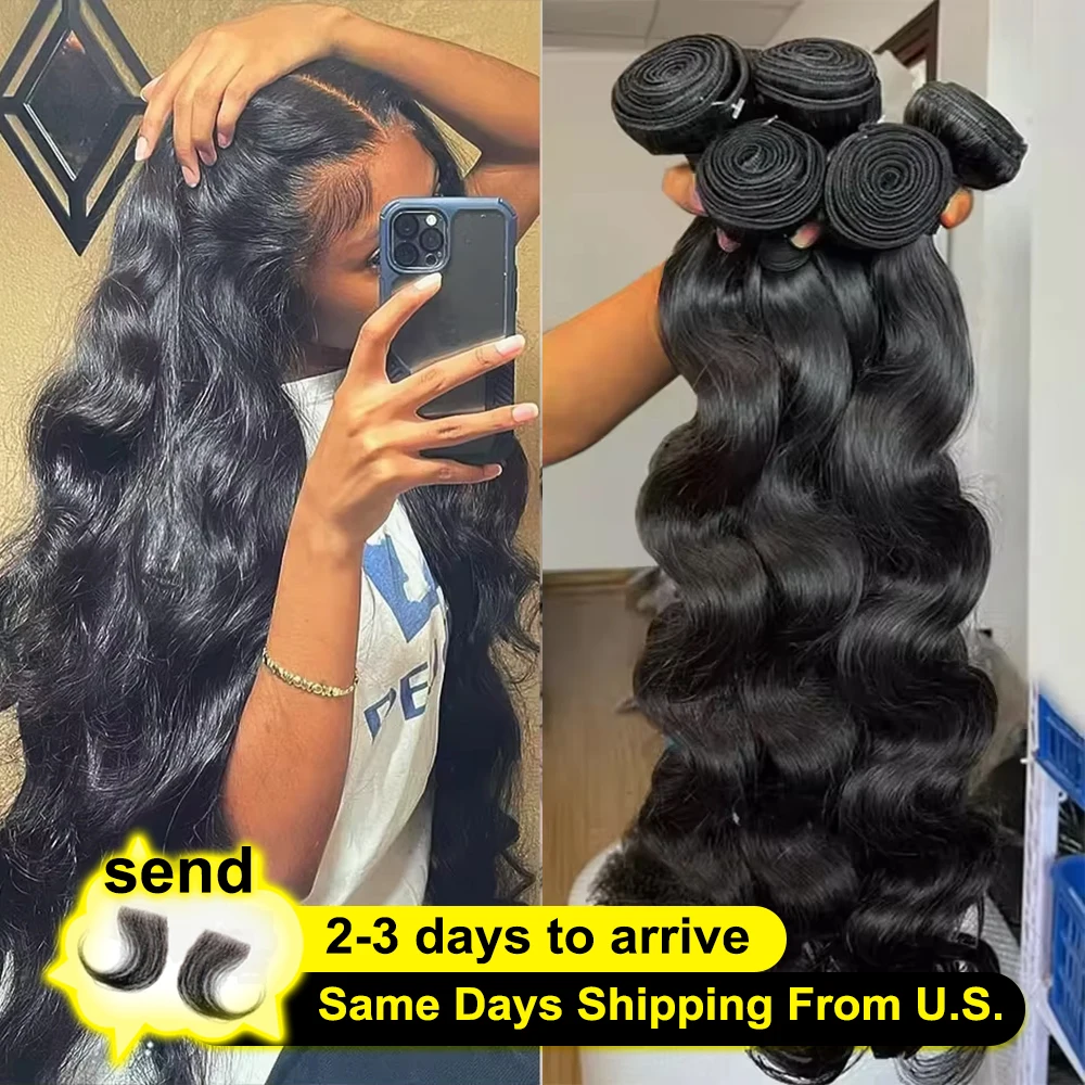 Mechones Rovess Body Wave cabello humano brasileño 4 5 6 paquete de cabello virgen 30 40 pulgadas negro 100% extensiones de cabello humano crudo