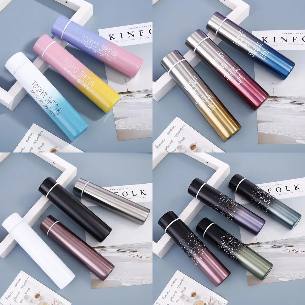 Casual Portable Car Anti Wolf Cup Creative Gradient Stainless Steel Thermal Insulated Outdoor Sports Travel Daily Use Stick Cup