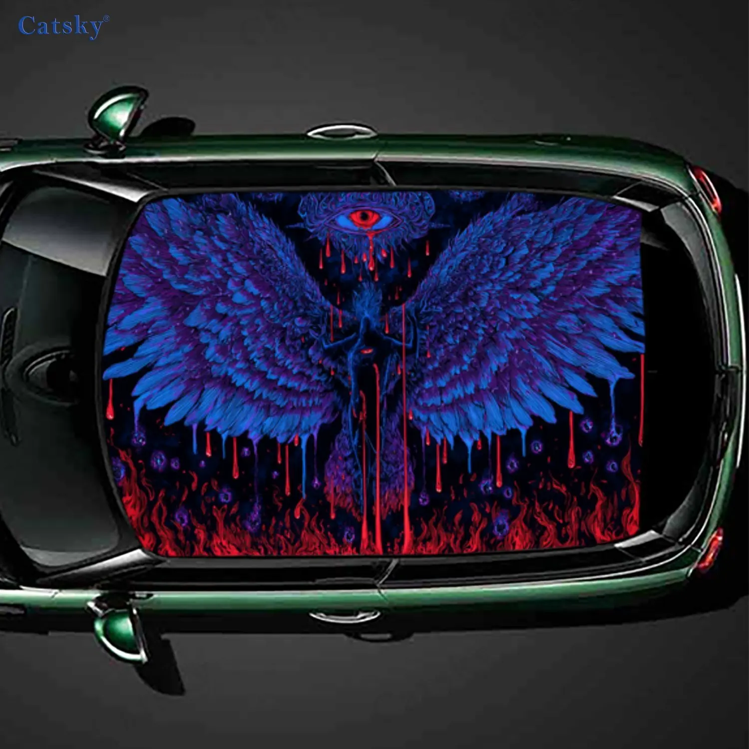 Bloody eyes PVC material self-adhesive waterproof car roof sticker, paste firm and anti-ultraviolet, waterproof and scratch-resi