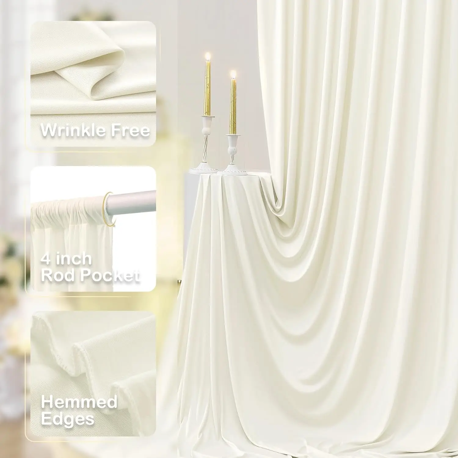 Backdrop Curtains for Parties, Wrinkle Free 2 Panels Photo Backdrop Drapes Back Drop Cloth for Wedding Birthday Background Decor