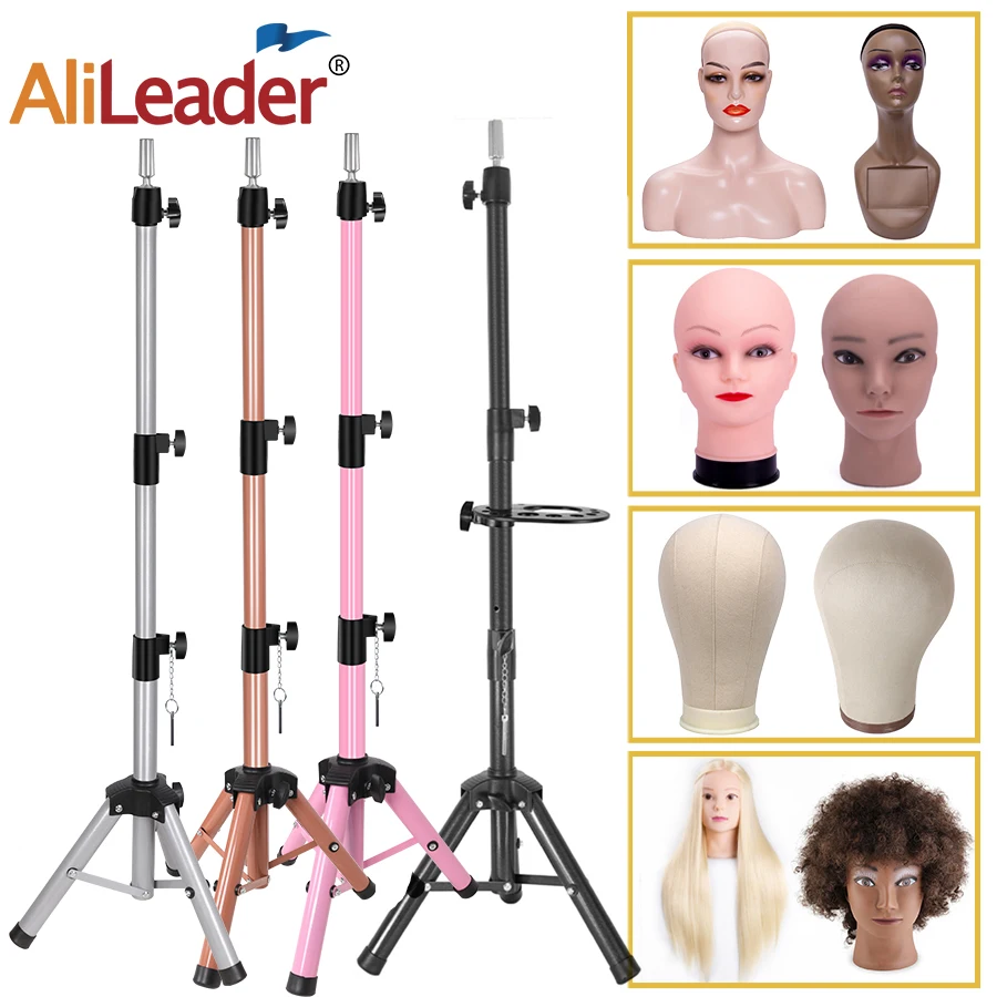 55Inch Mannequin Head Stand Adjustable Heavy Duty Wig Stand Tripod For Cosmetology Hairdressing Training Head Stand With Tray