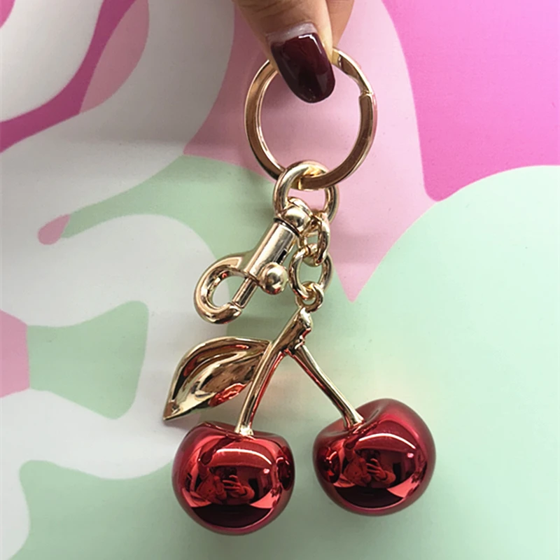 Bag Charm Fashion Glitter Mirror Face Red Cherry Pendant For Coach Handbag Shoulder Bags Women's Keychain Accessories Gift