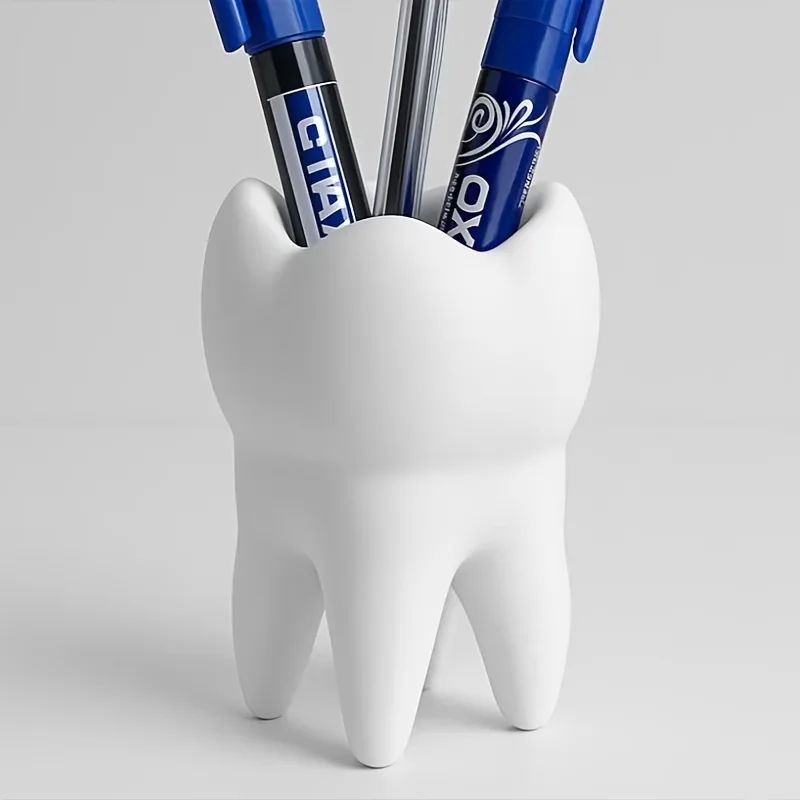 Creative teeth shaped pen holder, home office desktop decoration, bathroom toothbrush storage rack