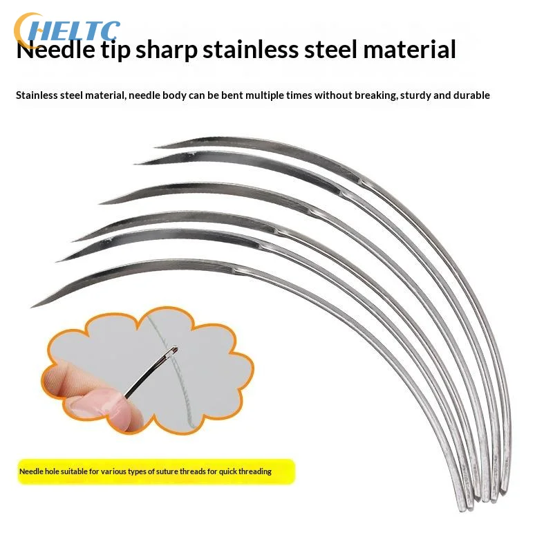 10Pcs/Bag Veterinary Suture Needle Or 1Roll SuturesPig Cattle Sheep Beast Surgical Needles Curved Trigeminal For Veterinary Team