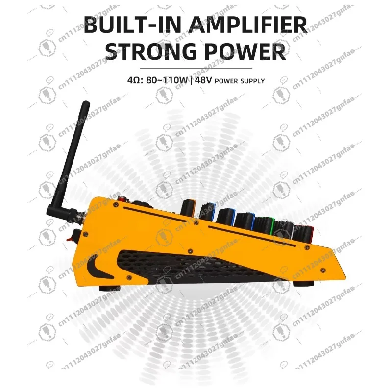 Professional Digital Audio 4-Channel 48V Phantom Power Mixer, Lightweight Design, 200W, AC 100-240V, XLR 2 UHF Microphone