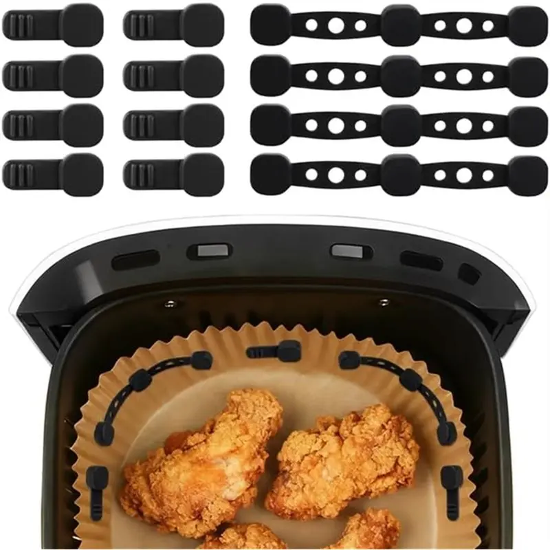 

【RECOMENDAR】Kitchen Baking Paper Fixation Tool 4Set Air Fryer Magnet Silicone Buckle High Temp Magnetic Lock