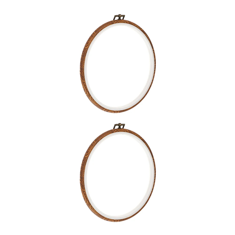 

2Pcs Embroidery Hoops Round Imitation Wood Plastic Realistic Stitch DIY Needlework Frame Craft Sewing Supplies