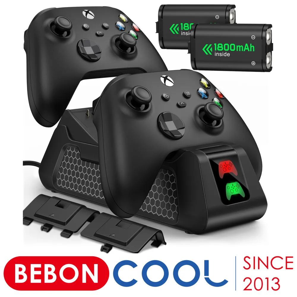 Fast Charging Station With 2x1800mAh Rechargeable Batteries For Xbox Series X/S/Xbox One S/X/Xbox One Charger Kit With Covers