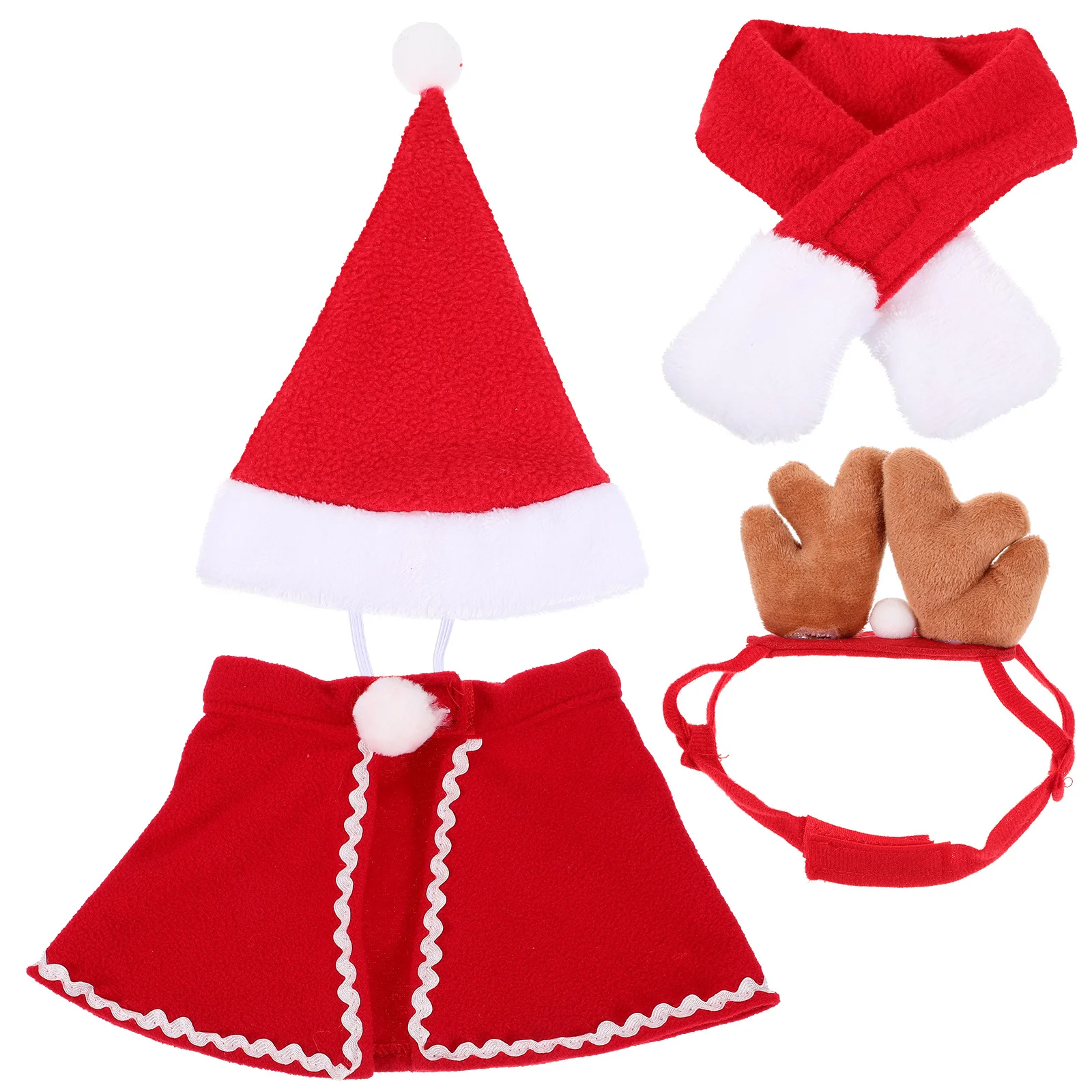 

1Set Pet Outfit Set Christmas Pet Clothes Dog Cat Cloak Holiday Costume for Parties Photo Shoots Warm Lightweight Breathable