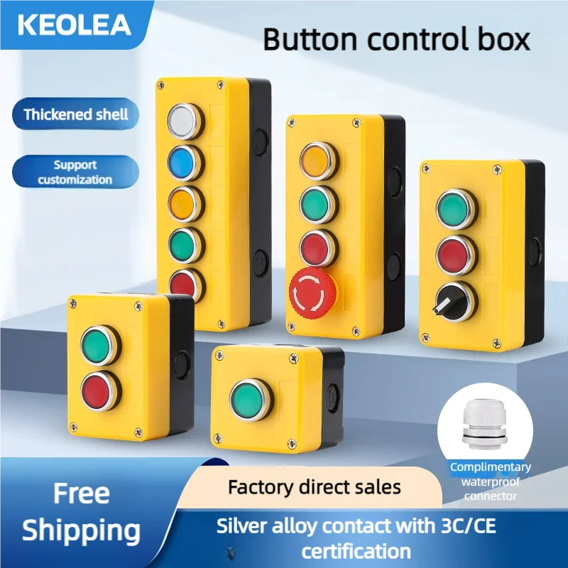 2 3 Hole LA38 Button switch control box  self-reset waterproof  button switch emergency stop industrial hand-held control box