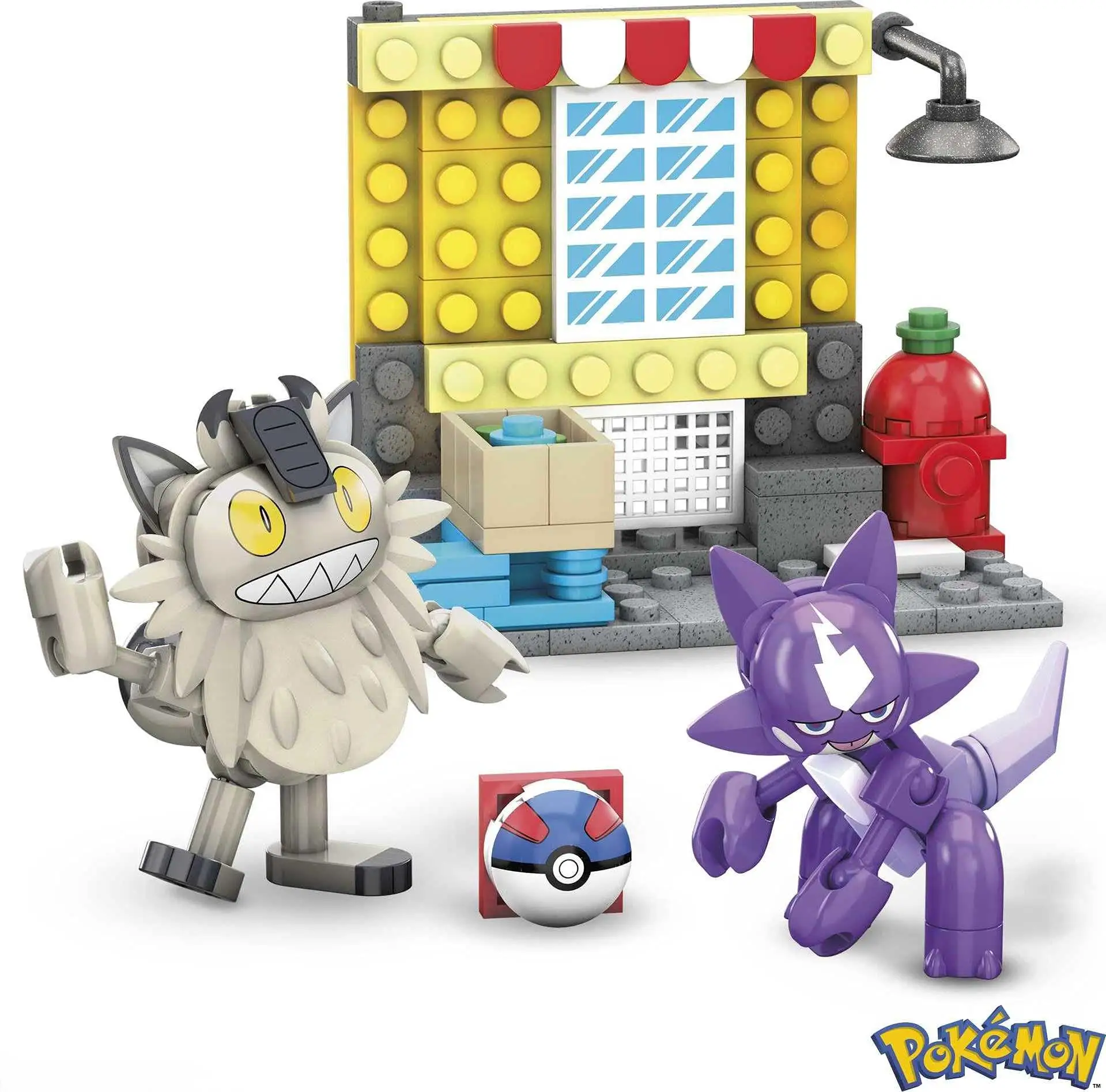 MEGA Construx Pokemon Bulbasaur Machop Zigzagoon Toxel Galarian Meowth Construction Set Action Figures Building Toy Collectible