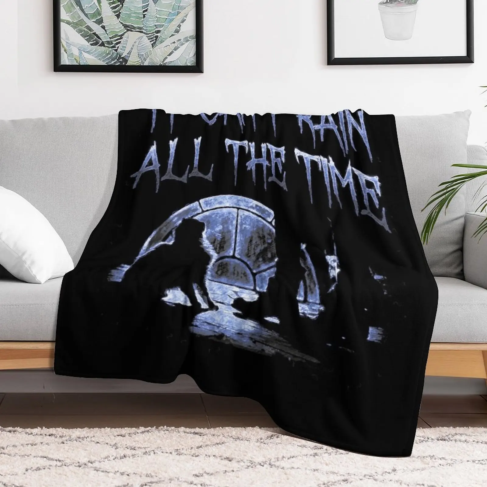 Can't Rain All The Time Deeper Blue Throw Blanket Bed Personalized Gift warm winter Vintage Blankets