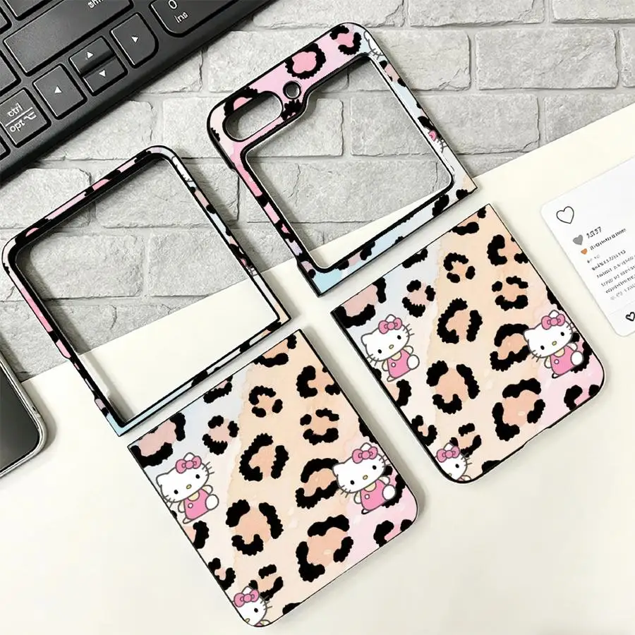 Gradient Hello Kitty Back Phone Cover Funda Case for Samsung Galaxy Z Flip 8 Flip6 Flip3 Flip5 Flip7 FE Z Flip 7 6 5 4 3 Flip4 Z