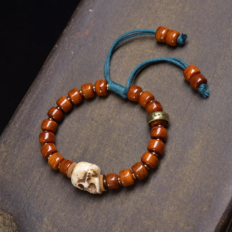 Handmade Woven Bracelet With Agate, Coconut, Malachite, Multi-Gem, Yak Bone, And Buddha'S Eye