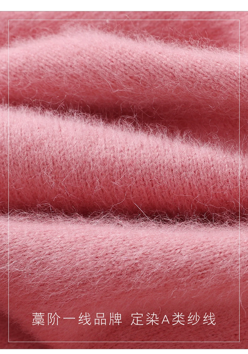 100% Pure Mink Fur Sweater Women's Pullover High Neck Knitted Sweater Autumn Winter New Item Pile Collar Thick Soft Base Sweater