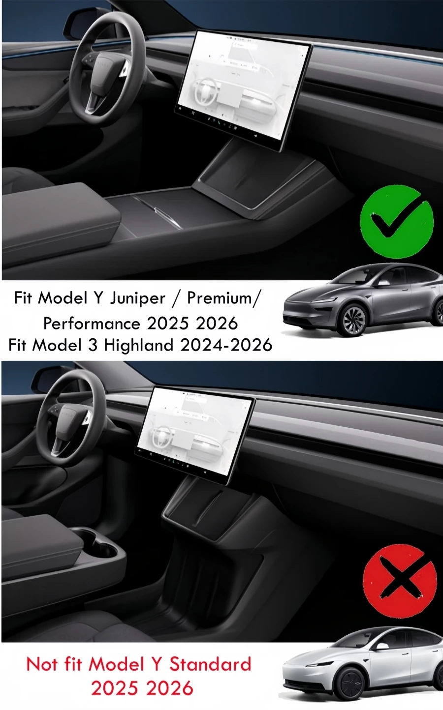 2-in-1 Wireless Charging Silicone Mat for Tesla Model Y Juniper / YL 6-Seat 2025+ & Model 3 Highland Wireless Charging Protector