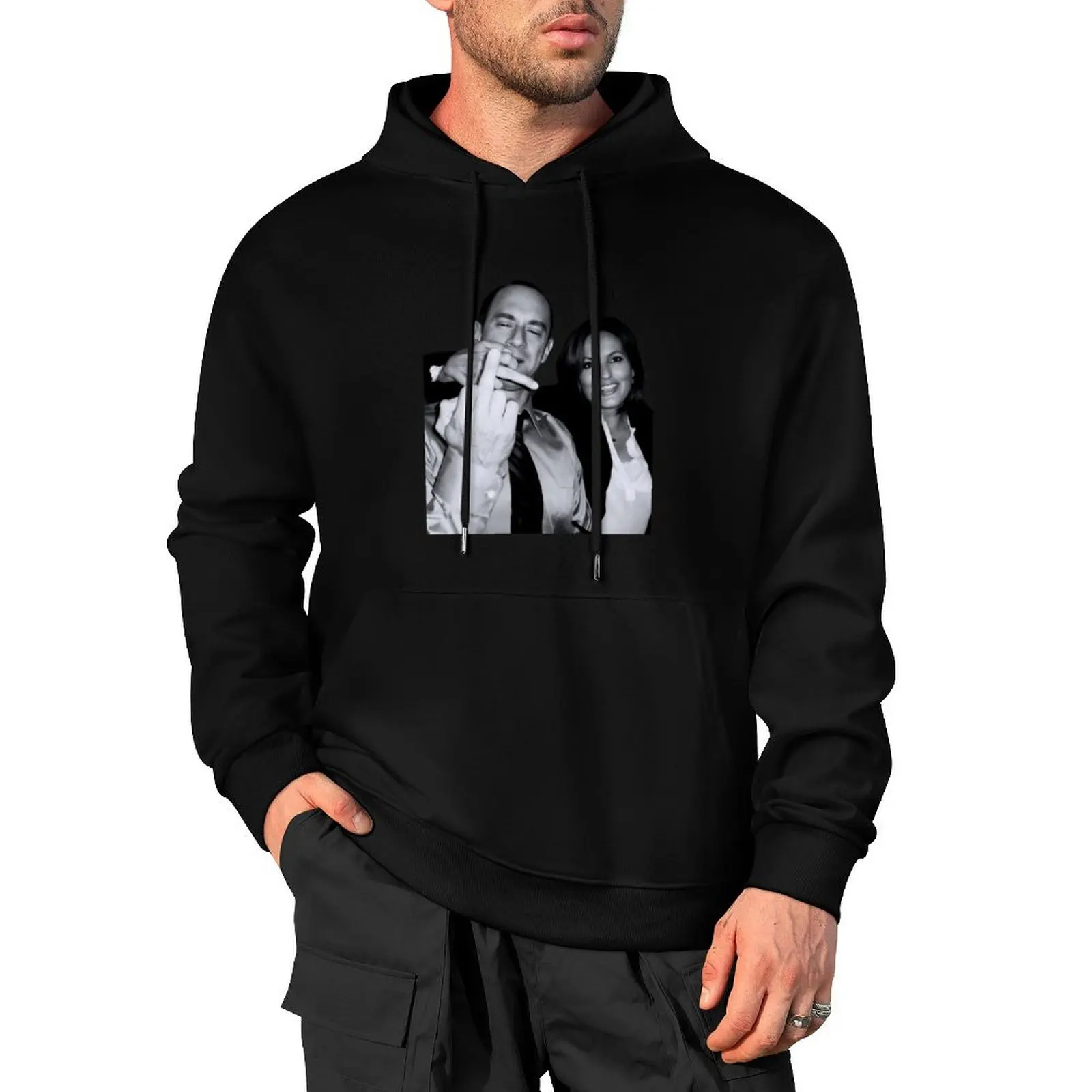 

Elliot Stabler And Olivia Benson Actors and musicians giving the middle finger meme Pullover Hoodie men clothes hoody