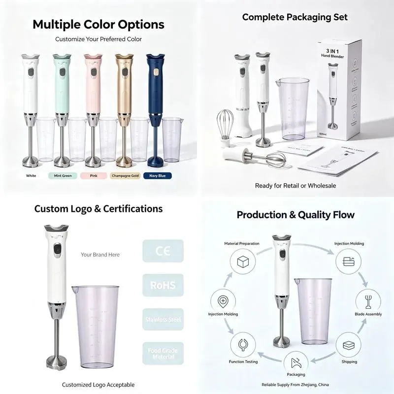 New arrivals, variable speed 3-in-1 blender with 600ml measuring cup, hand blender, electric rod blender, suitable for home