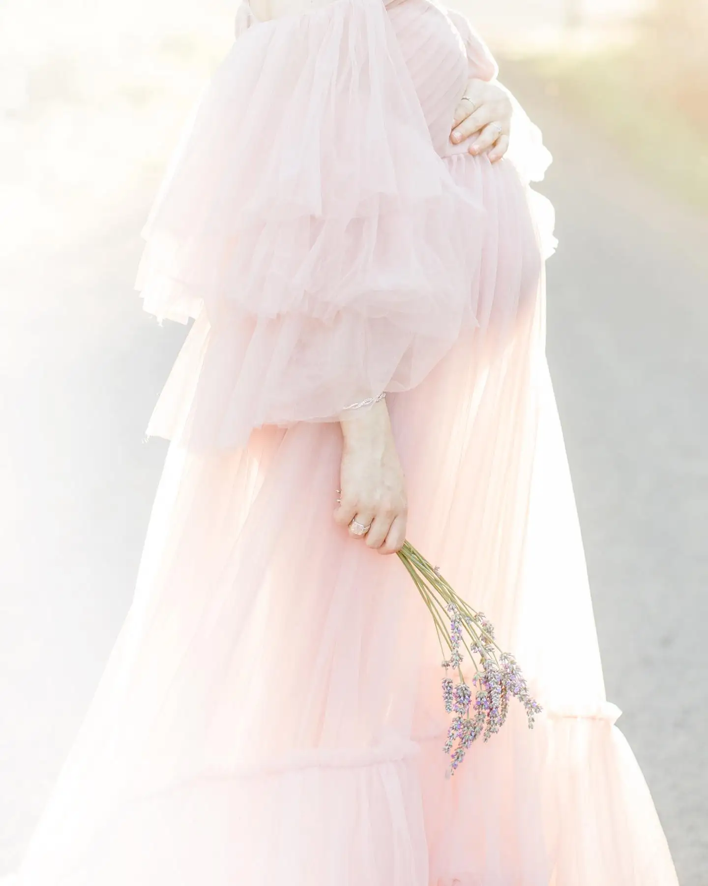 Plus Size Pink Maternity Dress With Fluffy Ruffles Tulle Robe Party Prom Gowns For Photography Sexy Off Shoulder Custom Made