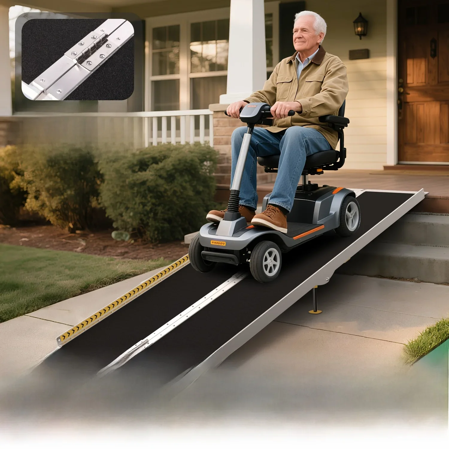 Portable Non-Slip Alloy Wheelchair Ramp Heavy Duty Access Riser Weight Capacity 800 Pounds for Easy Vehicle Access
