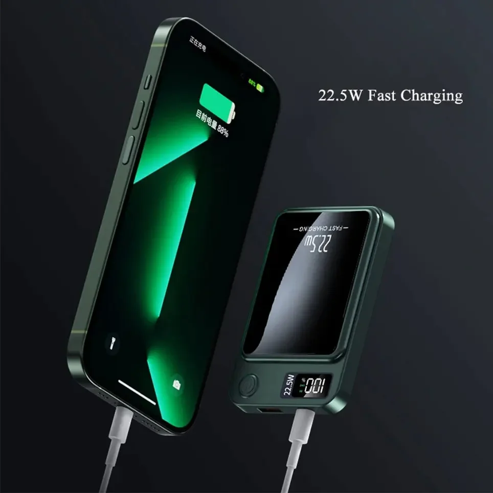 10000mAh Portable Macsafe Magnetic Power Bank Fast Wireless Charger For iphone 12 13 14 Pro Max External Auxiliary Battery Pack