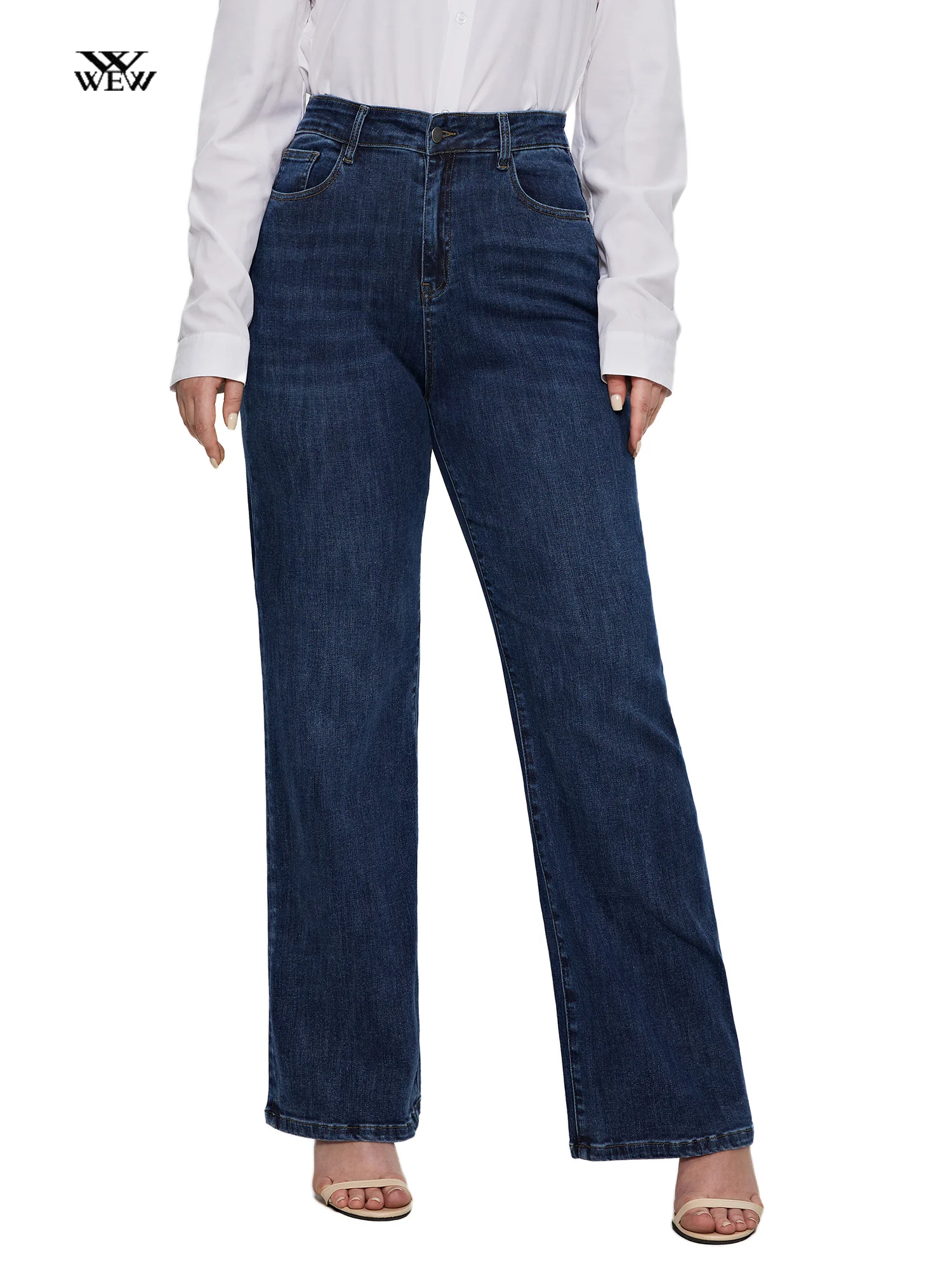 Plus Größe Breite Bein Jeans für Frauen Hohe Taille Stretchy Dame Baggy Jeans Lose Anliegende Gerade Frauen Jeans 175cms Hoch jeans