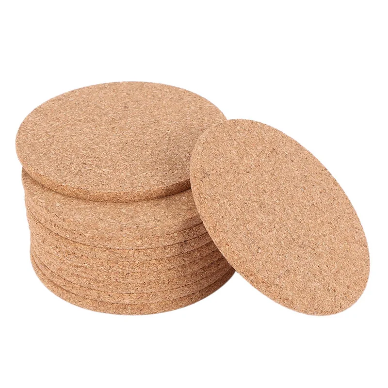 Set of 60 Cork Bar Drink Coasters - Absorbent and Reusable - 90mm, 5mm Thick