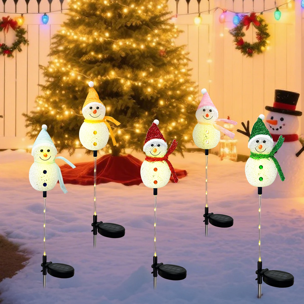 1 قطعة عيد الميلاد ثلج أضواء LED الشمسية في الهواء الطلق مقاوم للماء أضواء حصة للمنزل حديقة الحديقة مسار عطلة عيد الميلاد الديكور