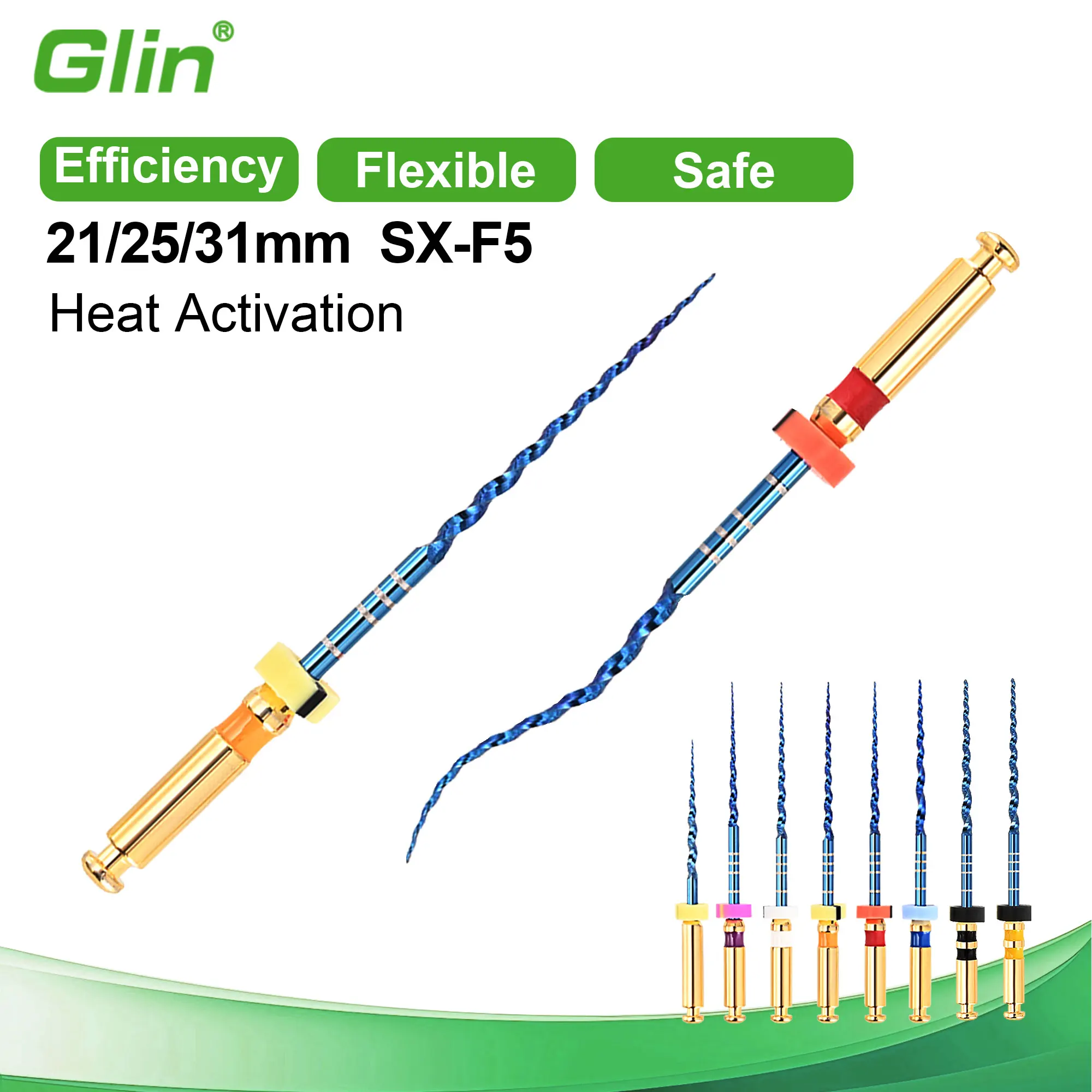 Limes rotatives dentaires Glin Super Blue F4 F5, limes endodontiques NITI à activation thermique pour le traitement des canaux radiculaires, pour dentistes