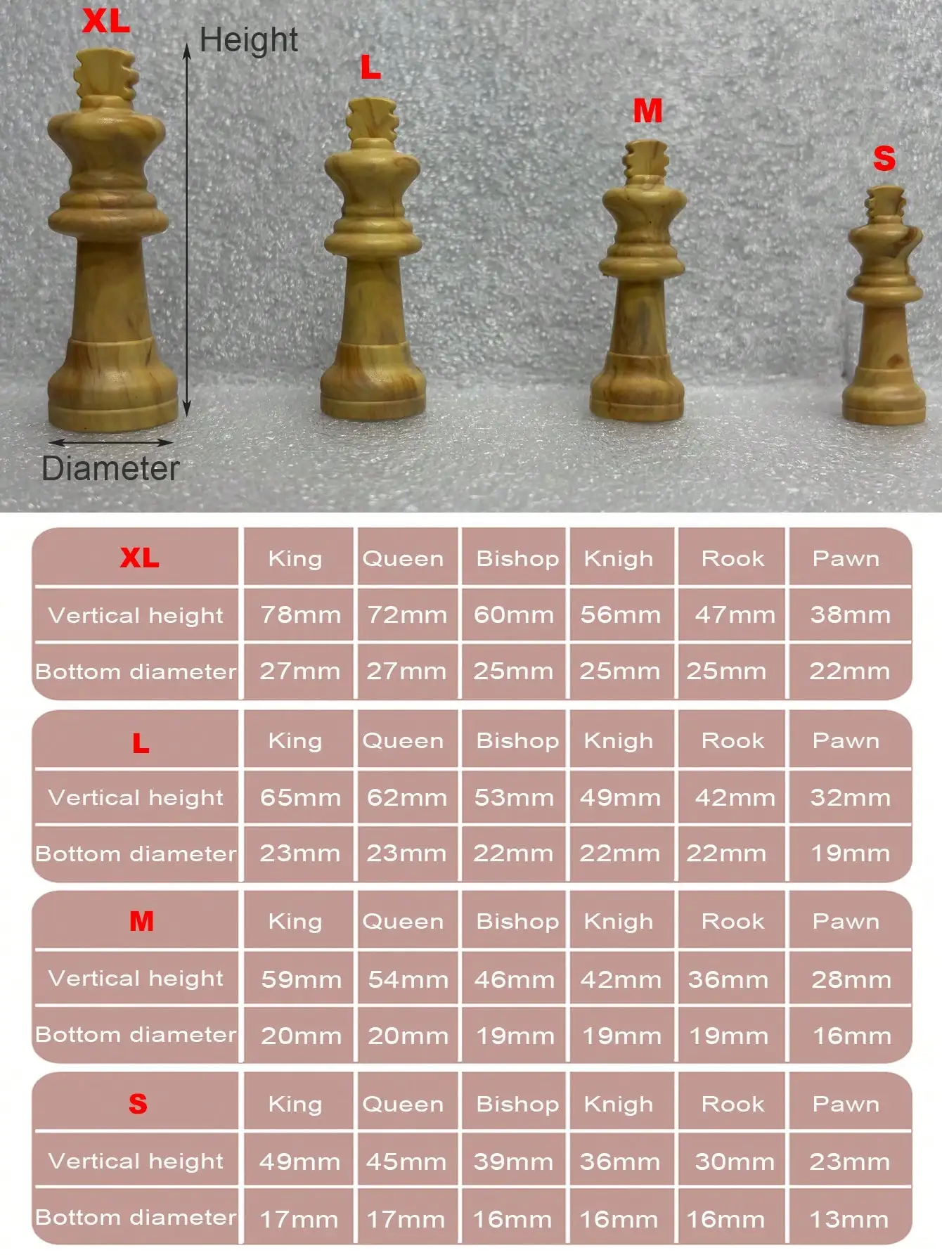 1 Set Of 32pcs Solid Plastic Wood Grain Texture International Chess Pieces, Portable, Multiple Sizes Available