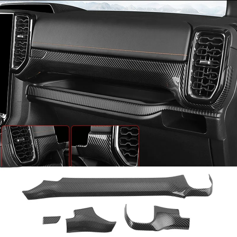 

Carbon Fiber ABS Interior Dashboard Center Console Stripe AC Air Vent Outlet Cover Trim Fit for Ford Ranger T9 2023 2024