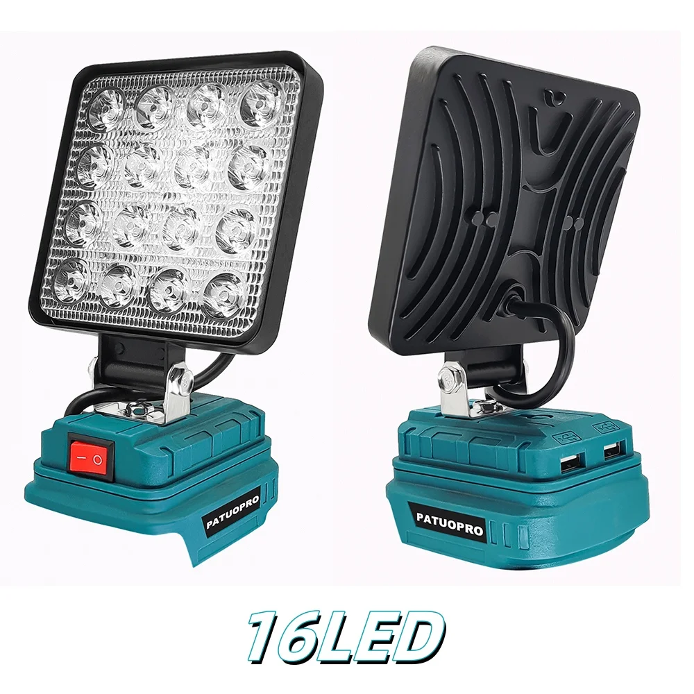 Cordless 4 inch LED Light Portable Outdoor Spotlight Dual USB Light Lamp Emergency Flashlight For Makita 18V Battery(No Battery)