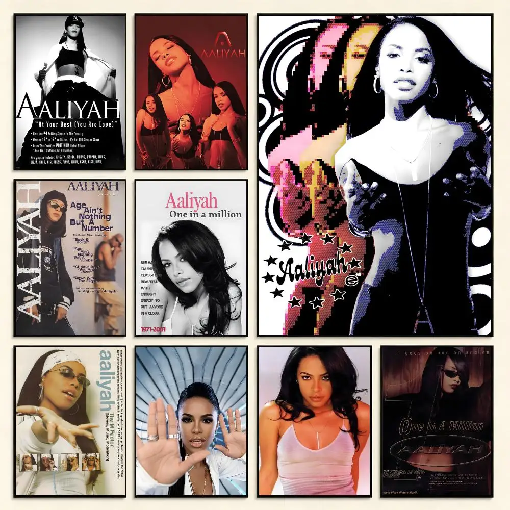 R&B Singer Aaliyah Poster Digital Solvent Print Waterproof PP Fade-Resistant Wall Art Room Decor Gift