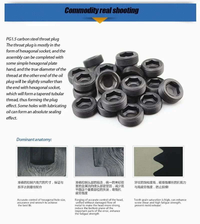 

1PCS Grade Carbon Steel Pipe Oil Line Plug Throat Tap Hexagon Socket Set Screw G1/16/8/4 G3/8/4 G1/2/1