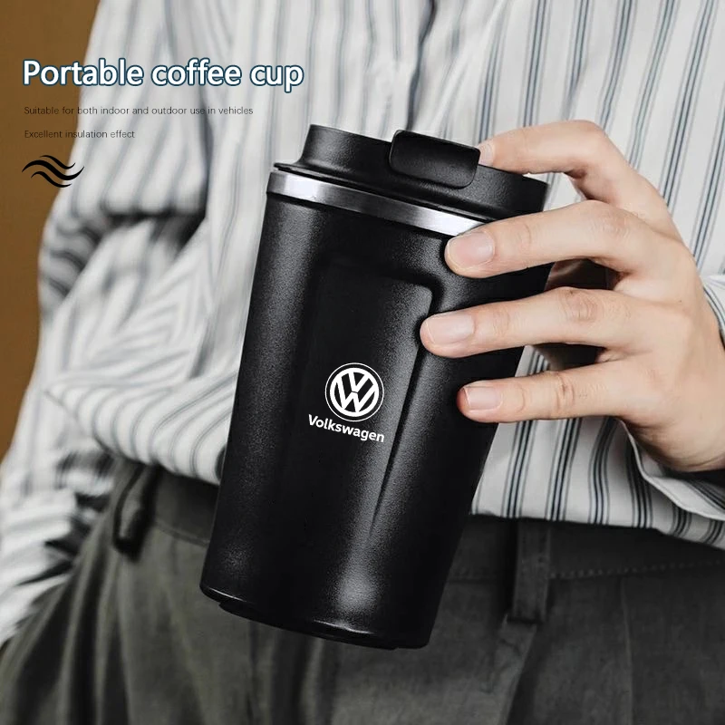 Car Portable Coffee Cup Laser Car Logo Insulated Mug For Volkswagen VW Polo Golf T5 Caddy T4 Touran Golf GTI Passat Scirocco GTD - view 3