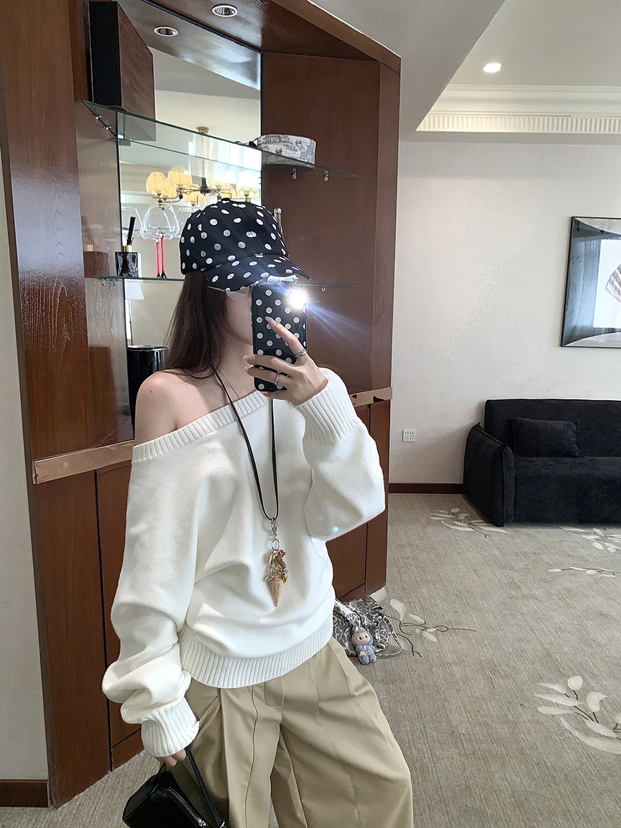 

Pullovers Womens Winter Clothes For Women Jumper Wide Neck Crew Collar Linen Polyamide Blend Warm Running Basketball Urban Loose
