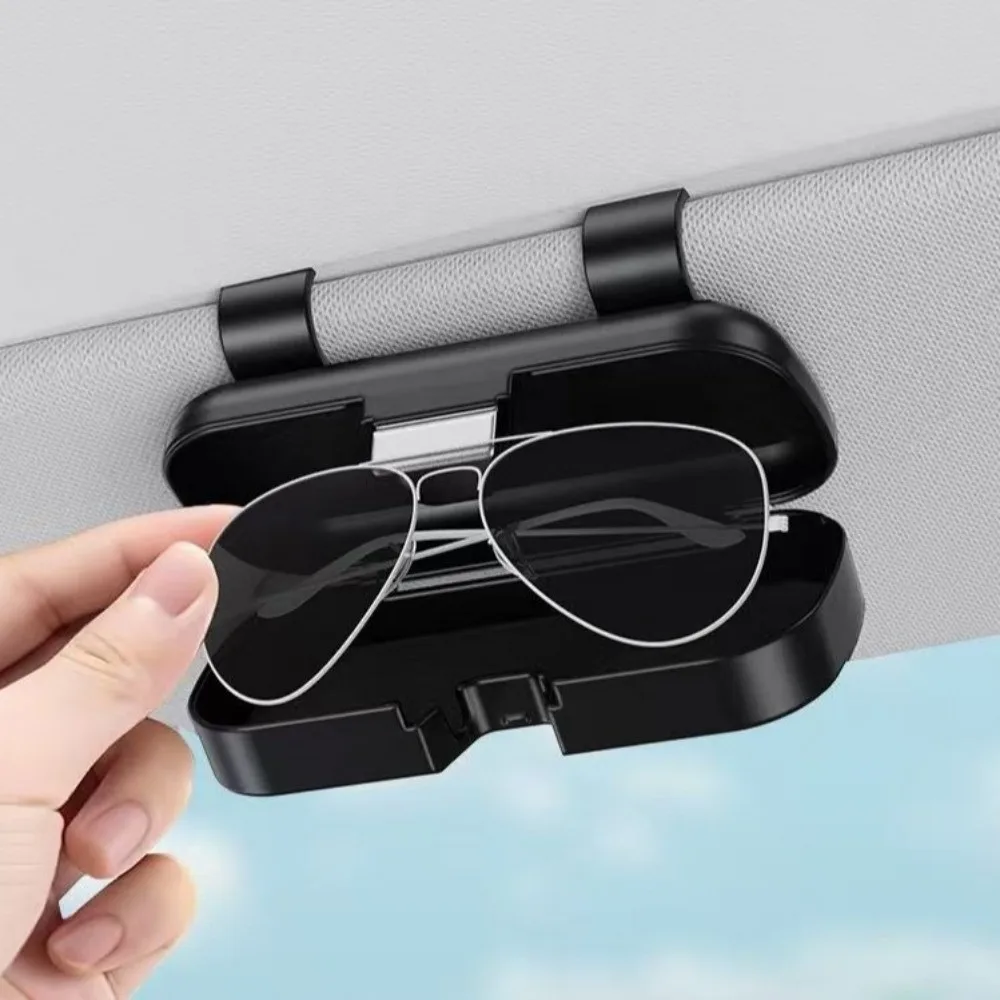 Press Switch Car Glasses Box Scratch Resistant Anti-Scratch Sun Visor Glasses Holder Space-Saving Protective Box