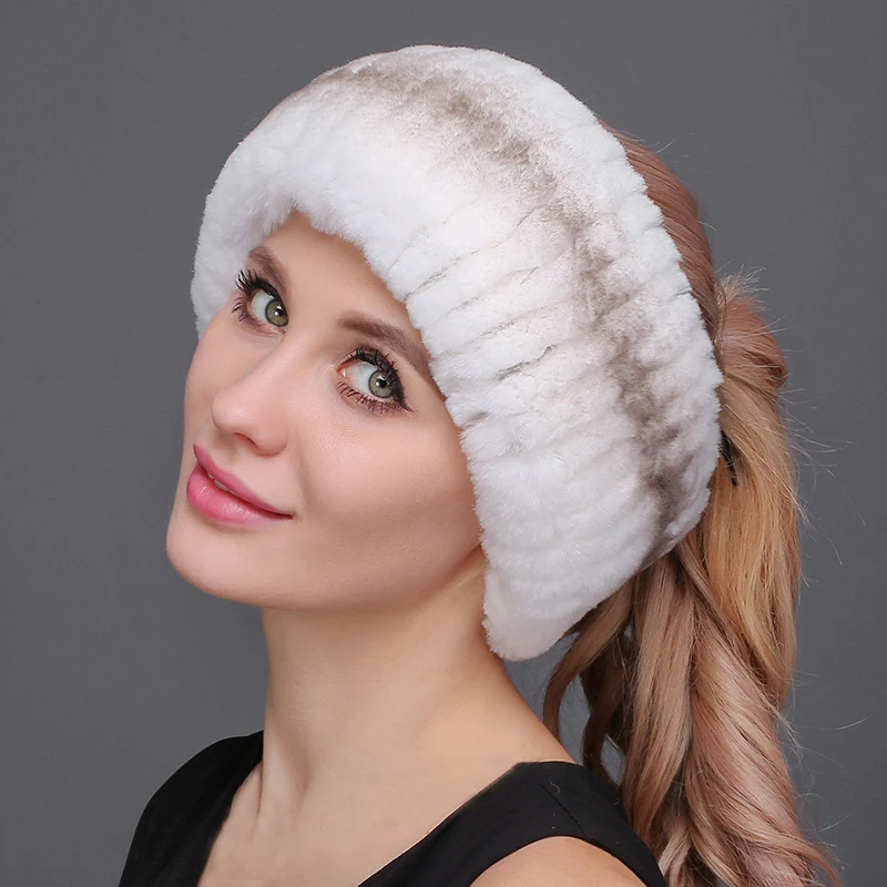 Rex Rabbit Hair Neck cappello di pelliccia da donna collo doppio uso cappello a cilindro vuoto autunno e inverno fascia per capelli in pelliccia da donna calda