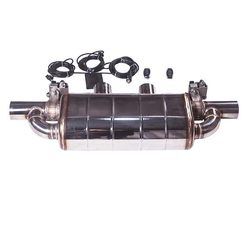 Size 2.0 2.5 3.0 Automotive Exhaust T-Muffler Double In Double Out Electronic Valve