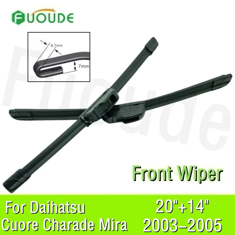 Lâmina de limpador para daihatsu cuore charade mira 20 "+ 14" pára-brisa de carro borracha 2003 2004 2005