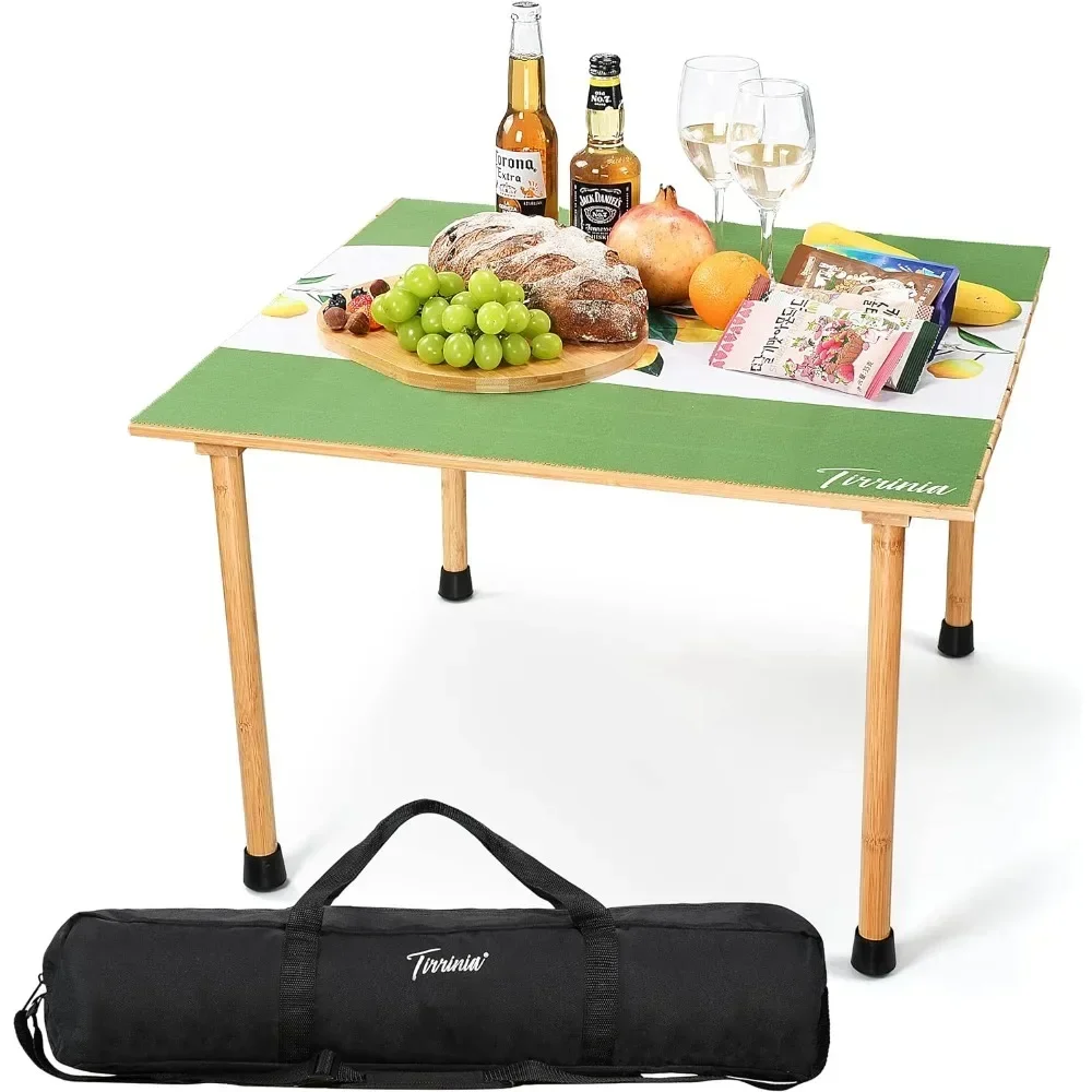 

Пляжный походный стул Tailgating открытый стол 26x26 дюймов Бамбуковый стол для пикника с сумкой для переноски + бесплатная Подставка Для Пикника стол для кухни патио