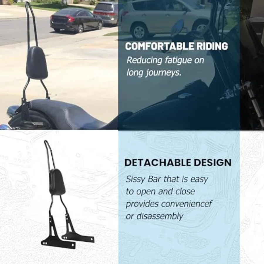 مسند ظهر أسود قابل للفصل سيسي بار لتحسين راحة ركوب الخيل وتخصيص أنيق متوافق مع هارلي ديفيدسو 2006up