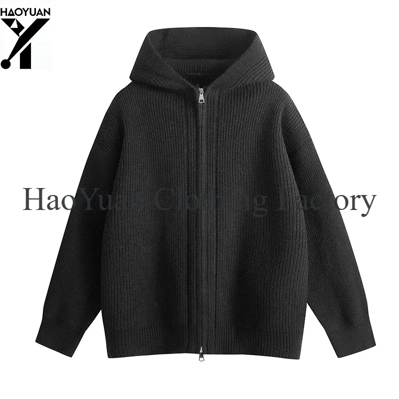 Laid-back Loose Knitted Sweater Coat Men's Autumn Winter Thickened Zipper Cardigan Casual  Color Yarnwear Comfortable Fit