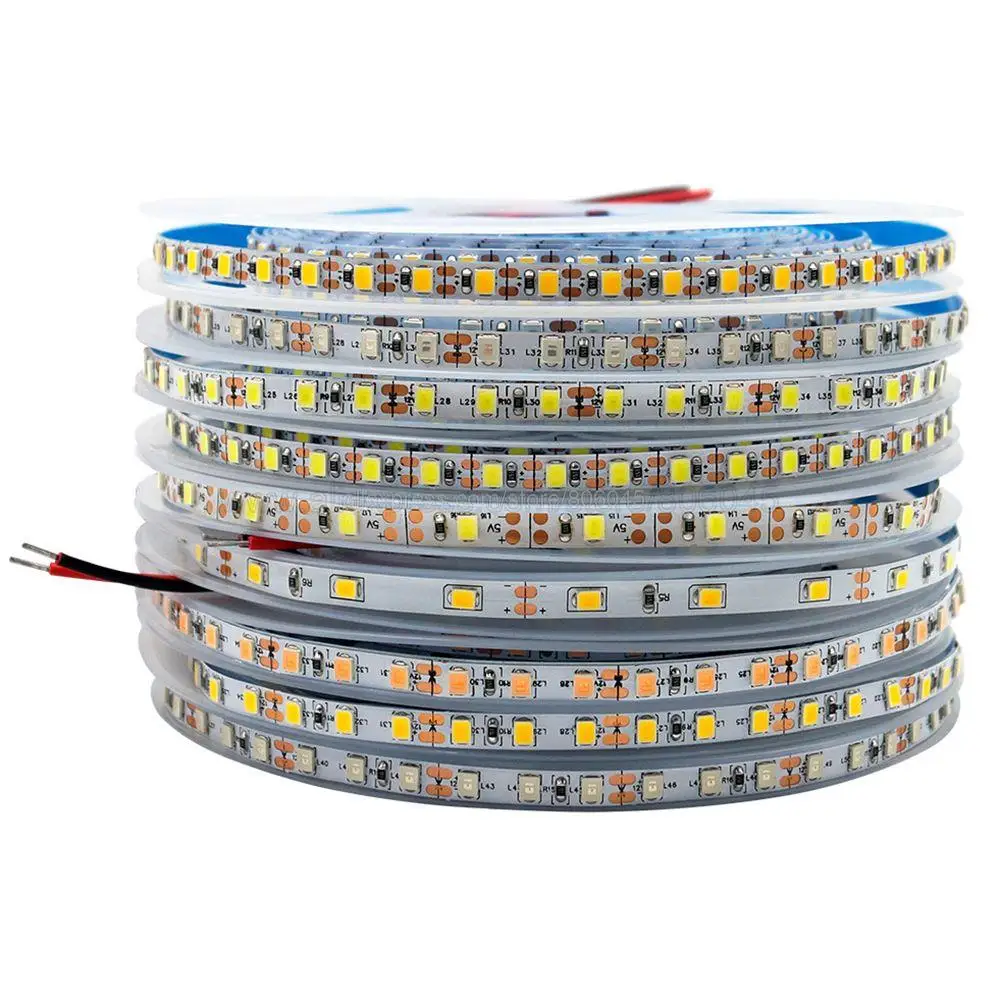 5V 12V 24V DC SMD 2835 LED Strip 5mm Narrow Width PCB 60 / 120 / 180LED/M Flexible LED Light Cool Warm White Red Green Blue IP20