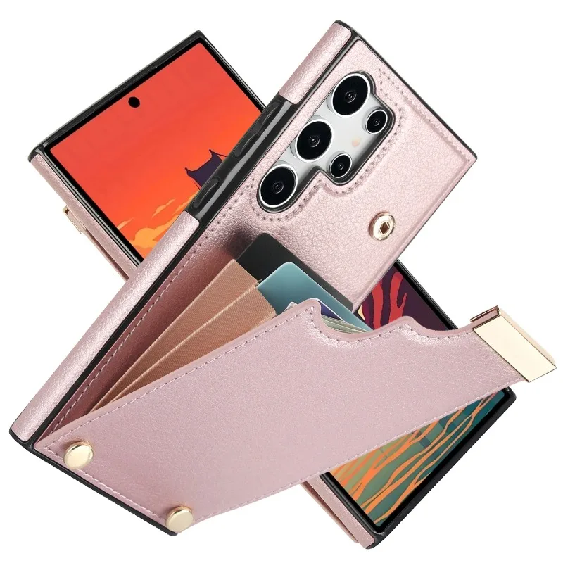 Organ Card Slot Leather Phone Case for Samsung Galaxy S21 S23 FE S24 S22 Ultra Plus A15 A54 A53 A52S A14 A13 Wallet Cover