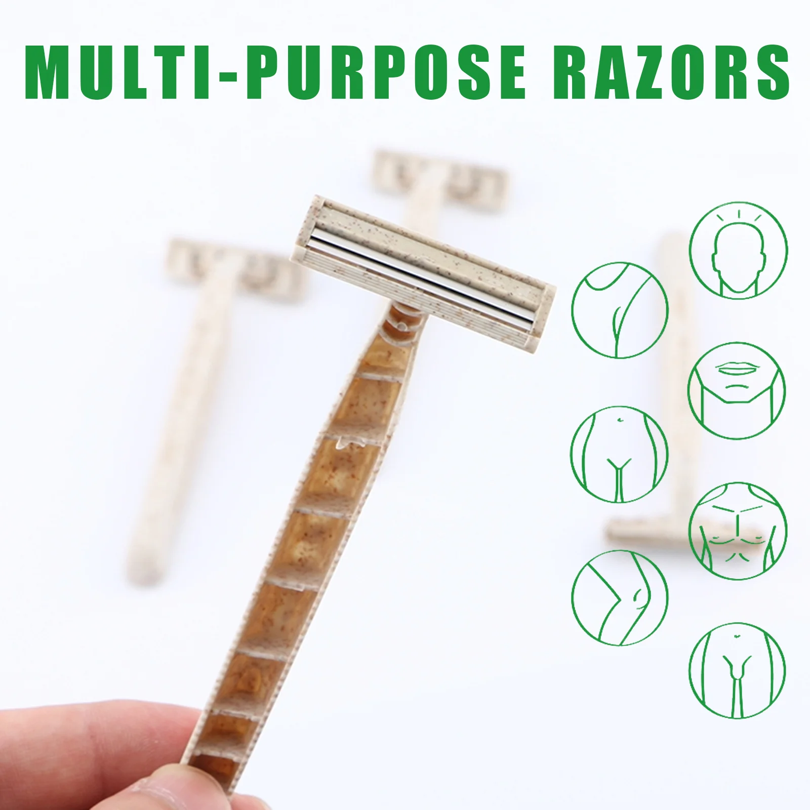 8pcs Disposable Manual Razor 3-layer Blade Wheat Straw Biodegradable Material Portable Razor for travel
