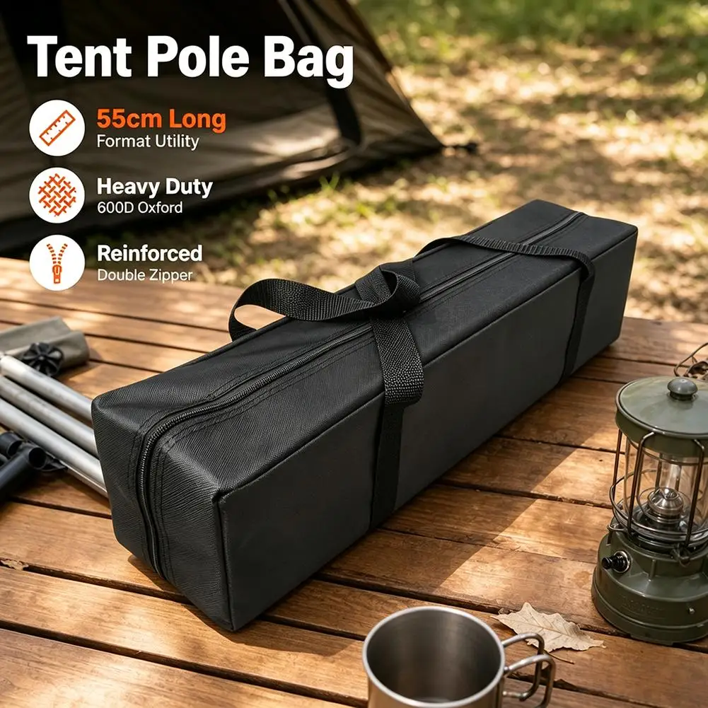Long Storage Bag Camping Storage Bag Outdoor Canvas Canopy Pole Bag Tool Bag For Car Trunk Camping Tent Gear Organizer