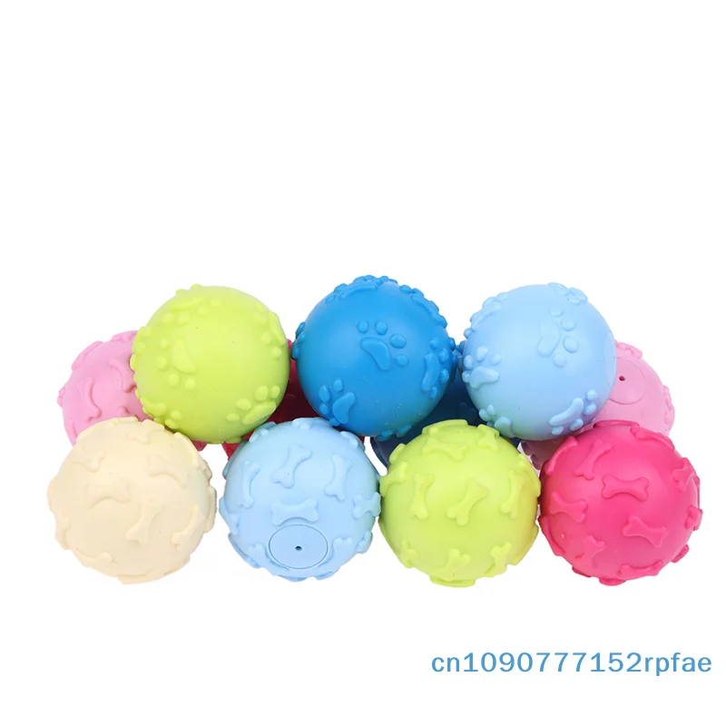 Haustierspielzeug, interaktives Hundespielzeug, quietschendes Gummi-Hundespielzeug, Ball, Cartoon-Pfotenabdruck-Design, kleine Rassen, langlebig, kauen, Zahngesundheit
