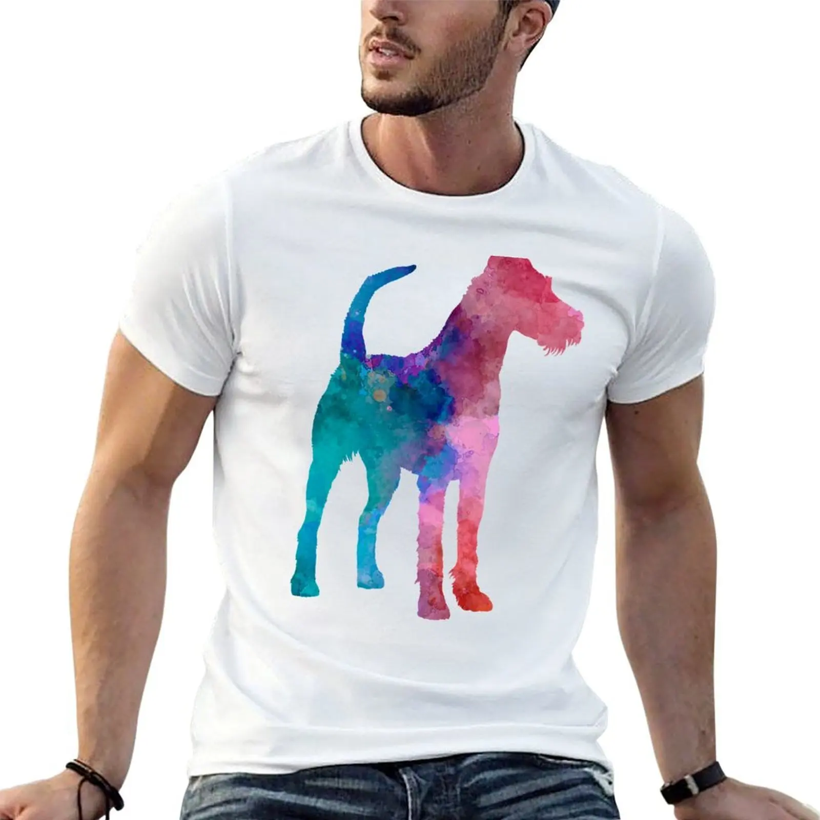 

Irish Terrier in watercolor T-Shirt cotton t shirts man 100% t shirts for man slim fit T-Shirt