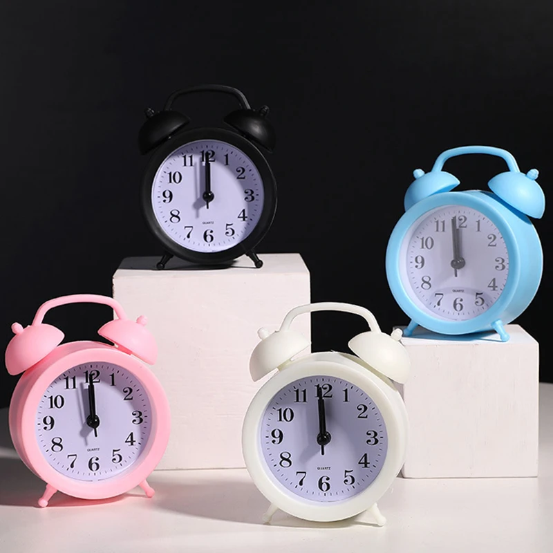 Double Bell Clock Accurate Timekeeping Battery Operated Mini Round Bedside Desk Alarm Clock Cute Kids Gift